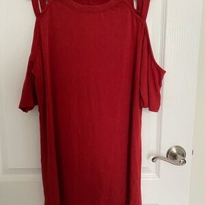 Red Cold Shoulder Top/midi dress